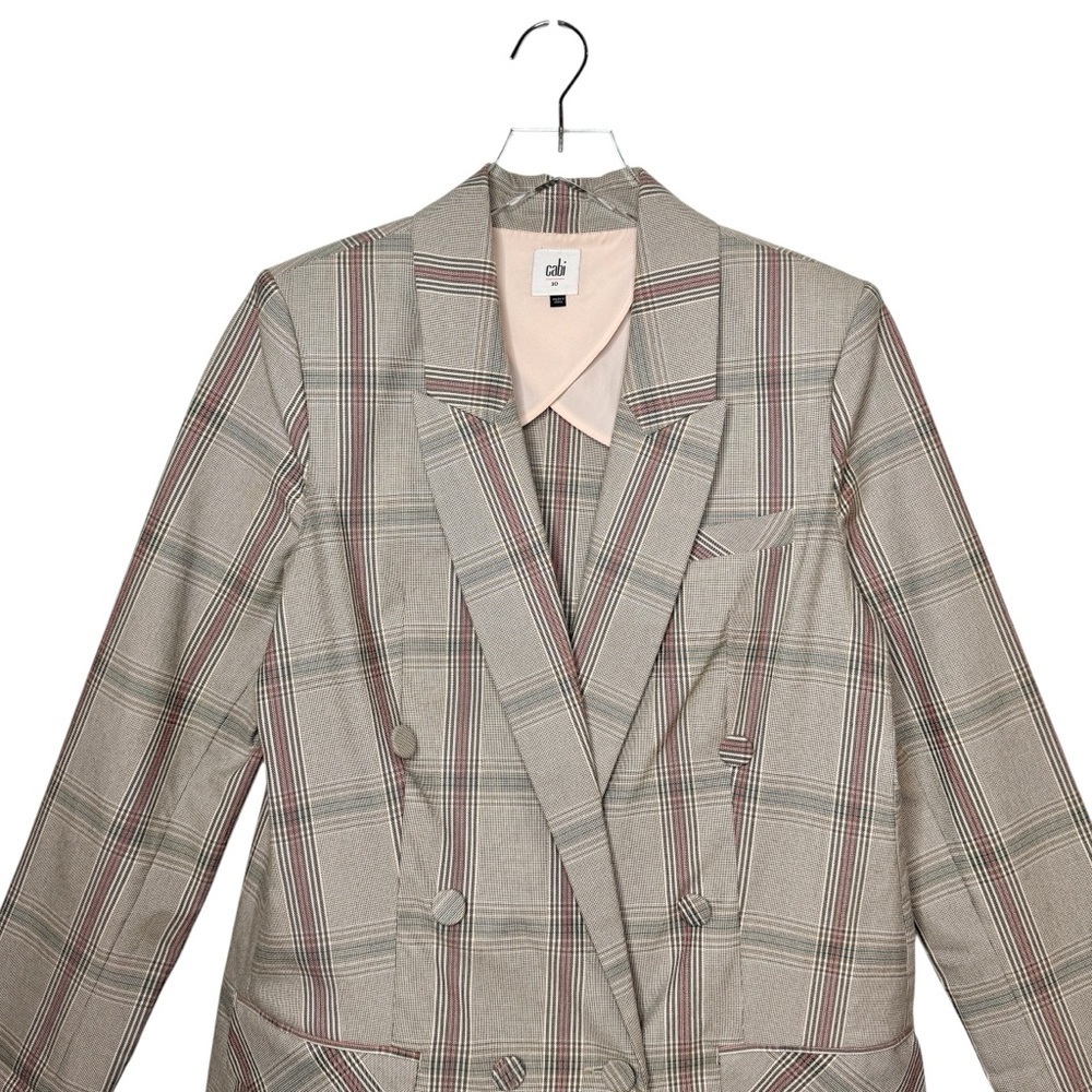 Cabi Sleuth Structured Plaid #5470 Women’s Double Breasted Longline Blazer Sz 10 - Picture 3 of 15